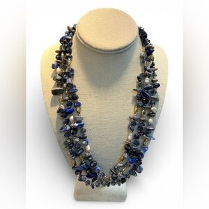 Lapis Lazuli and Fresh Water Pearl Multi-Strand Necklace